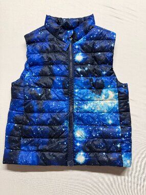 Lands' End Boys Vest | Size XS | Space Galaxy | Primaloft | Dark Blue White